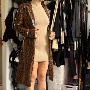 (New) Brown «snake skin» print rain coat from FashionNova